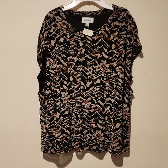 ❤️ NWT! EVEREVE OAKLEY MESH TOP, NEUTRAL ABSTRACT PRINT, LARGE - Picture 6 of 13